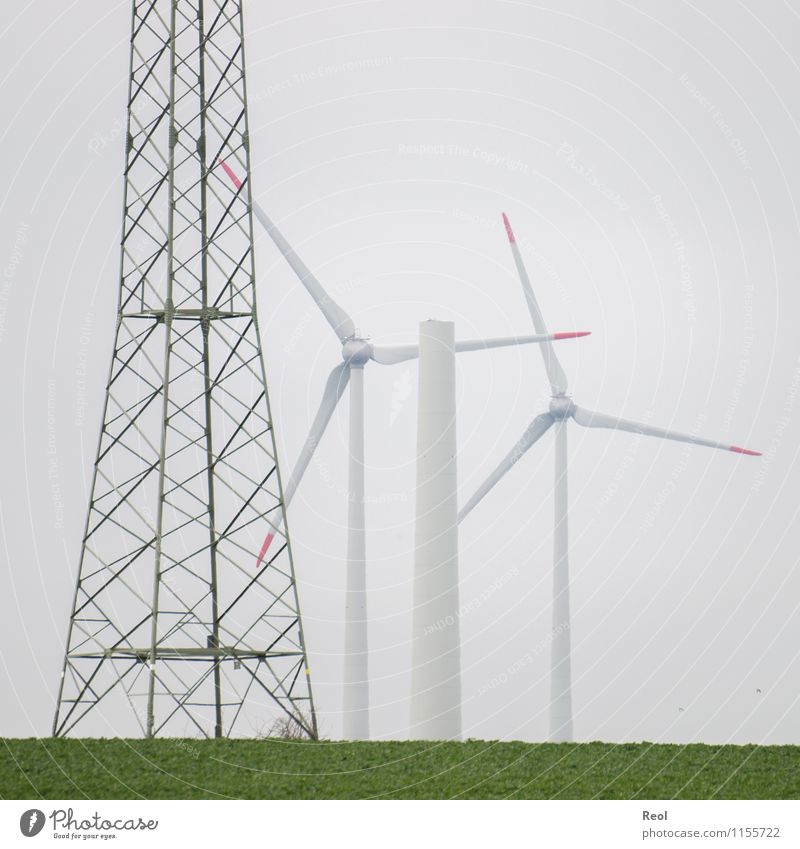 energy revolution Advancement Future Energy industry Renewable energy Wind energy plant Meadow Field Green White Pallid Construction site Build Rotor Tower