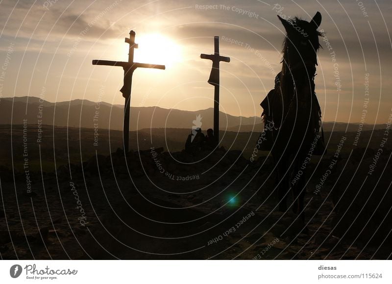 Wild West Amen Horse Sunset Calm Religion and faith South America Back Landscape Peace