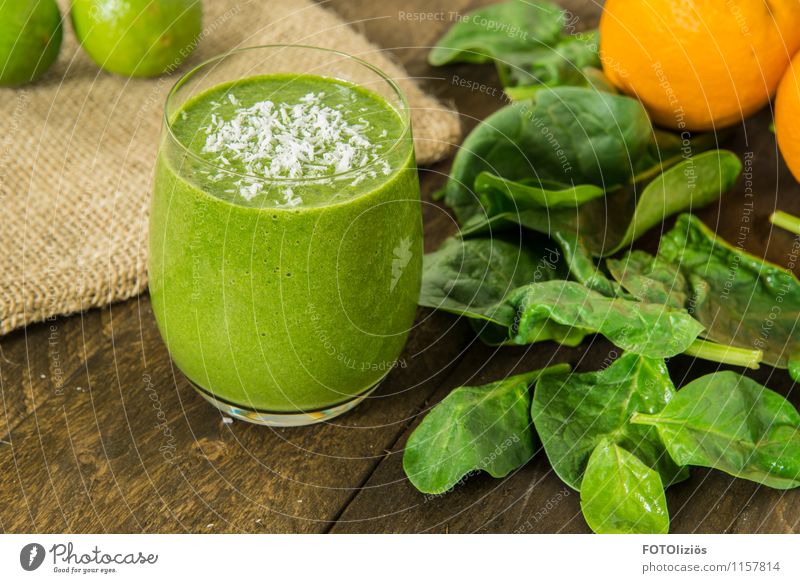 green smoothie Food Vegetable Lettuce Salad Fruit Spinach Spinach leaf Coconut Orange Lime Organic produce Vegetarian diet Diet Fasting Milkshake Beverage