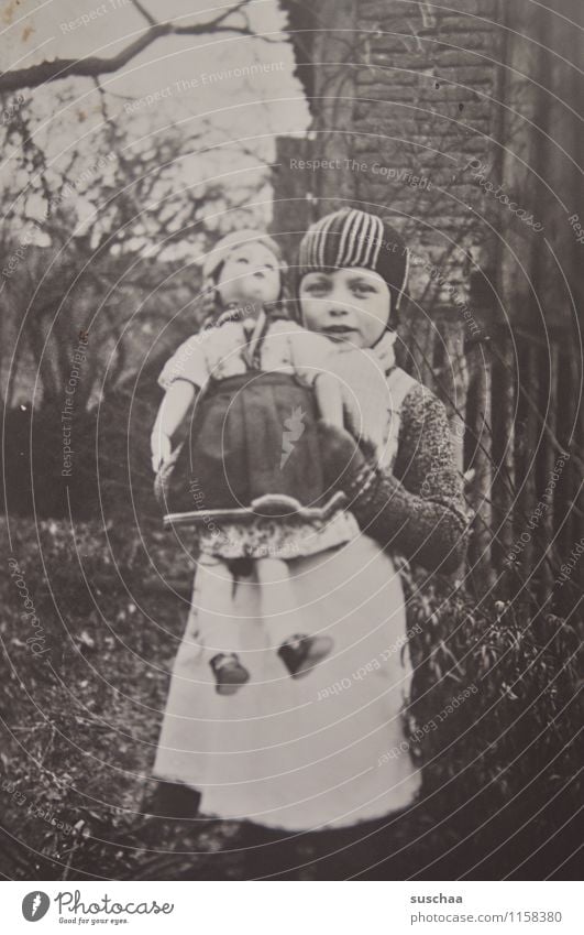 gertrud and her doll Photography Old Analog Black & white photo pre-war period Girl Doll