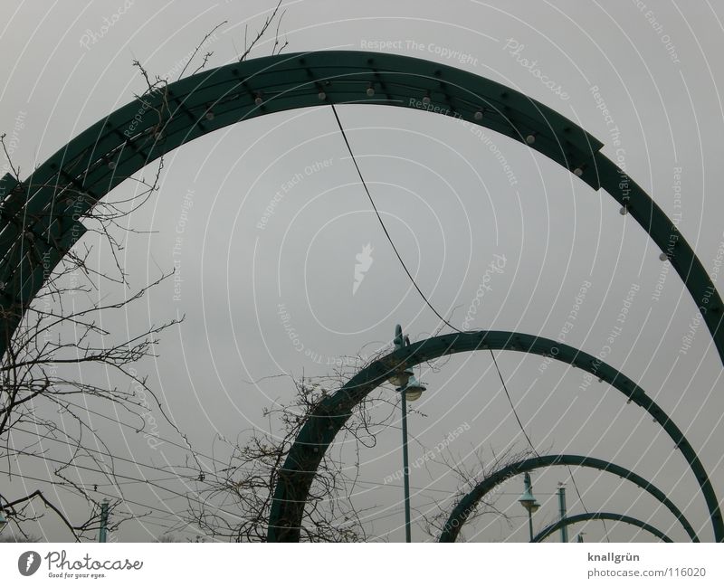 semicircle Lantern Winter mood Bridge arches Metal Cable December morning