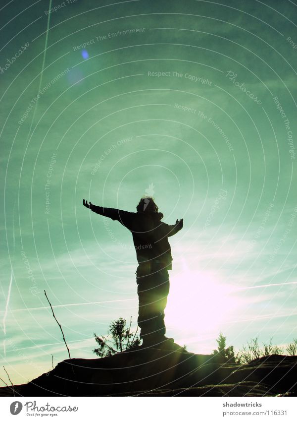 NATUR PUR! Back-light Dreadlocks Pure Hill Human being Sky Freedom Sun Silhouette Nature pure nature Wild animal wildlife Mountain Perspective Natural