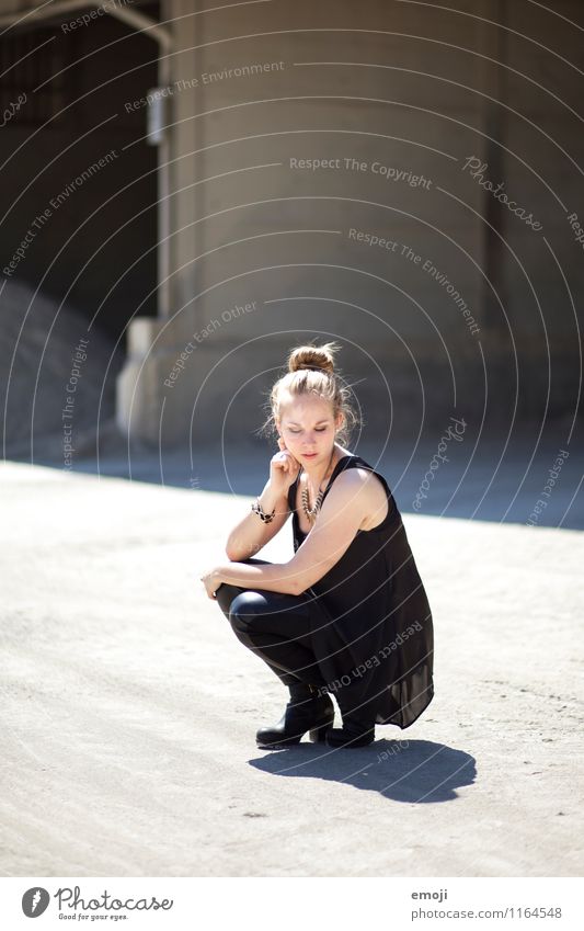 BLACK Feminine Young woman Youth (Young adults) 1 Human being 18 - 30 years Adults Fashion Hip & trendy Beautiful Uniqueness Crouching position Colour photo