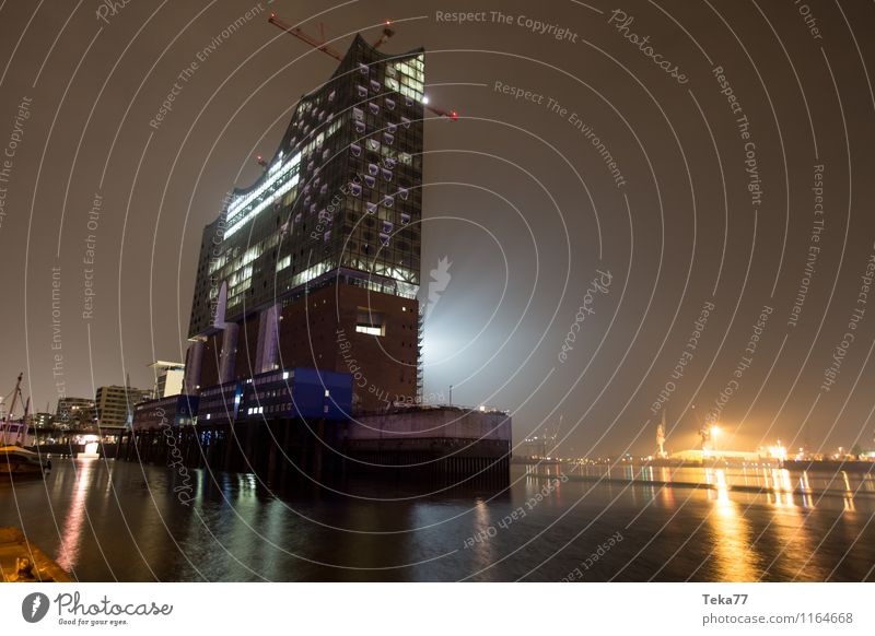 Elbphilharmonie Night II Hamburg Elbe Philharmonic Hall Town Port City Skyline Manmade structures Building Architecture Facade Tourist Attraction Landmark