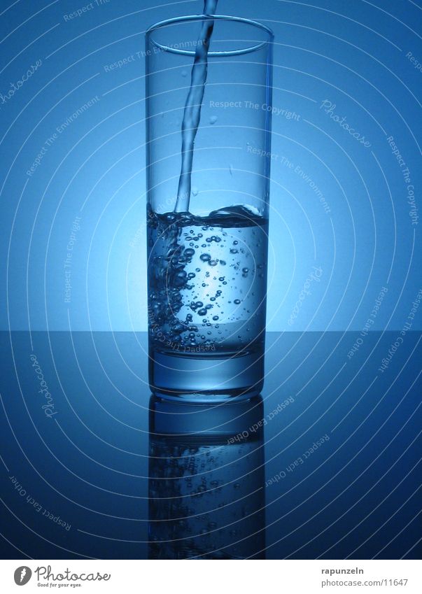 Blue Glass #08 Flow Nutrition Water Cast Bubble Snapshot Light (Natural Phenomenon) Reflection Go up Glittering Clean Pure 1 Pour Colour photo Surface