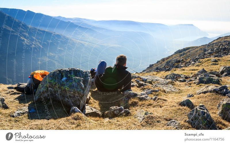 just chill... Climbing Mountaineering Masculine Young man Youth (Young adults) Man Adults 1 Human being Nature Landscape Beautiful weather Grass Moss Hill Rock