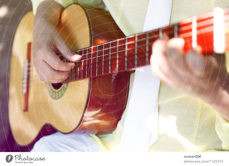 A beautiful day V Art Esthetic Guitar Guitarist Play guitar Guitar neck Guitar string Musician Musical instrument Music tuition Colour photo Subdued colour