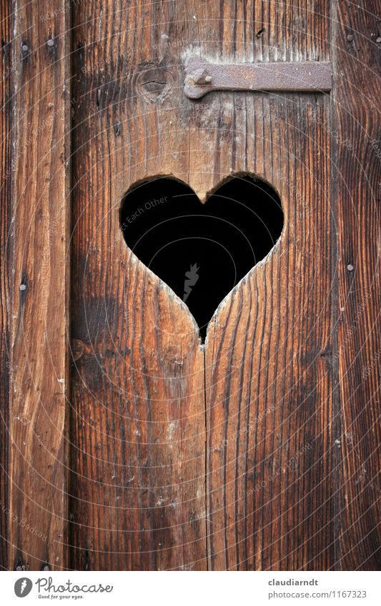 little place Door Wood Sign Heart Old Brown Toilet Wooden door toilet door Latrine Love Hollow Heart-shaped Digestive system constipation Intestine Needs