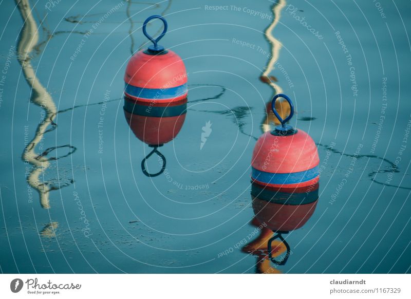 watercolours Water Ocean Lake Harbour Navigation Yacht harbour Buoy Swimming & Bathing Blue Red Surface of water Colour photo Exterior shot Detail Deserted