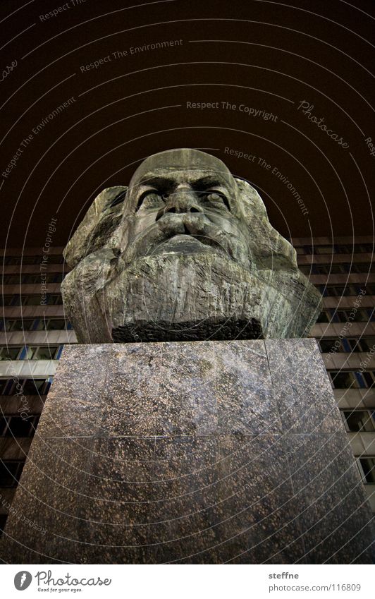 KARL RANSEIER Chemnitz Head Statue Monument Landmark Art Communism Free enterprise Philosophy Black Gray Left Socialism Capitalism Working man Repression Bronze
