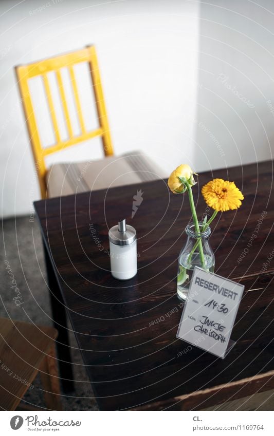 inkje + christoph Sugar Furniture Chair Table Flower Blossom Sugar caster Café Yellow Colour photo Interior shot Deserted Day Shallow depth of field