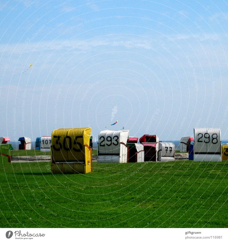 beach chair confusion Beach chair Summer Vacation & Travel Grass Meadow Multicoloured Muddled Chaos Coast Sky North Sea Dragon Blue all over the place