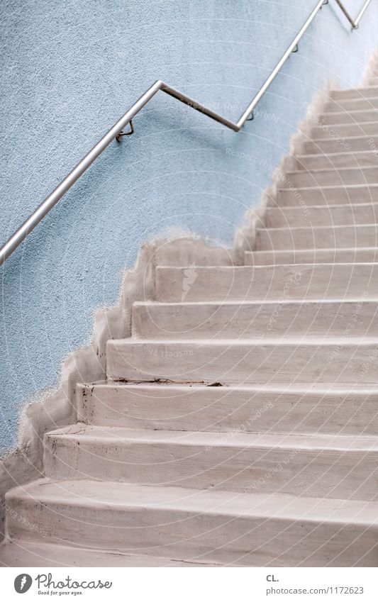 staircase Wall (barrier) Wall (building) Stairs Banister Sharp-edged Blue Gray Perspective Lanes & trails Target Colour photo Exterior shot Deserted Day
