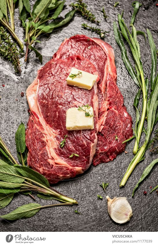 Prepare steaks with herbs and butter Food Meat Dairy Products Herbs and spices Nutrition Dinner Picnic Organic produce Diet Style Design Healthy Eating Life