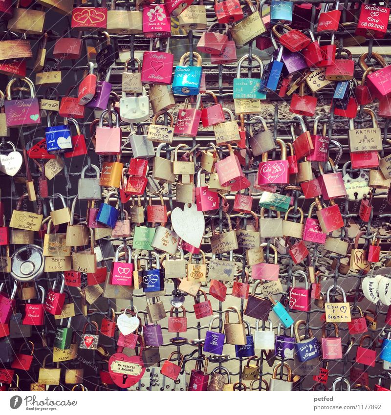 L O V E (Hohenzollern Bridge Cologne) Happy Tourist Attraction Collection Metal Steel Lock Hang Multicoloured Loyal Love Infatuation Loyalty Romance Eternity