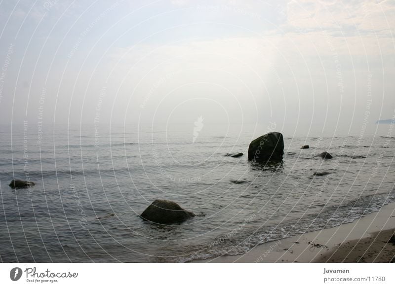 Grey morning Beach Beach chair Rügen Binz Sand beach shell Baltic Sea goehren