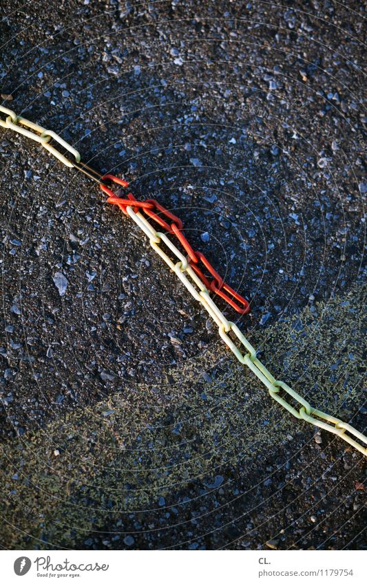 chain Chain Barrier Ground Broken Yellow Gray Red Lanes & trails Breach Colour photo Exterior shot Deserted Day