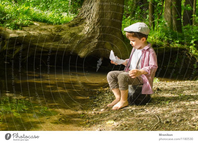 paper shuttle Child Toddler Boy (child) Infancy 1 Human being 1 - 3 years 3 - 8 years Nature Spring Beautiful weather Tree Forest River bank Leisure and hobbies