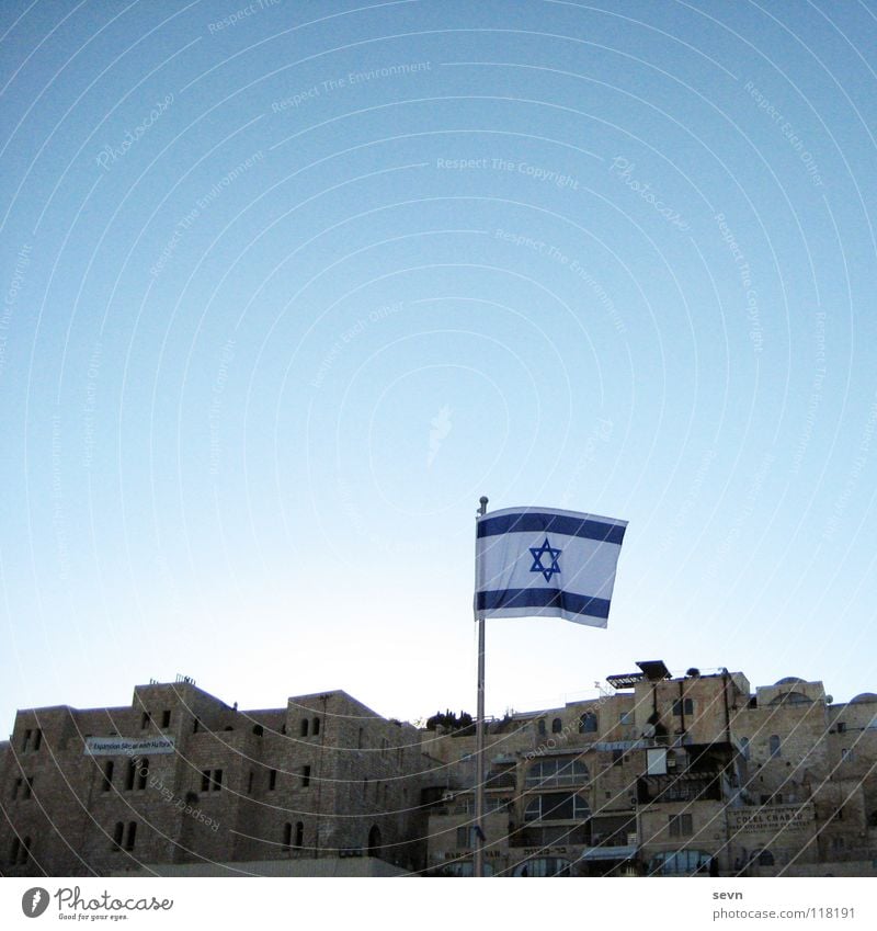Conflict Israel West Jerusalem Flag House (Residential Structure) Argument Star of David Politics and state The Wailing wall Asia Landmark Monument Old town