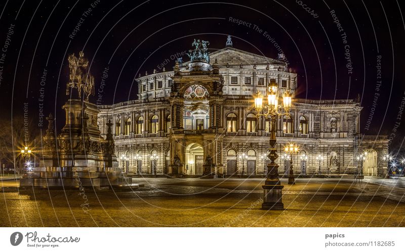 Dresden - Semper Opera at a starry night Winter Capital city Downtown Old town Building Tourist Attraction Landmark Historic Luxury Beautiful Tourism