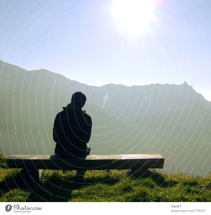 epicure Peak Loneliness Gap Hill Switzerland Grass Cold To enjoy Wooden bench Hiking Looking Silent Think Timidity Insulted Panorama (View) Autumn Rescue Alps