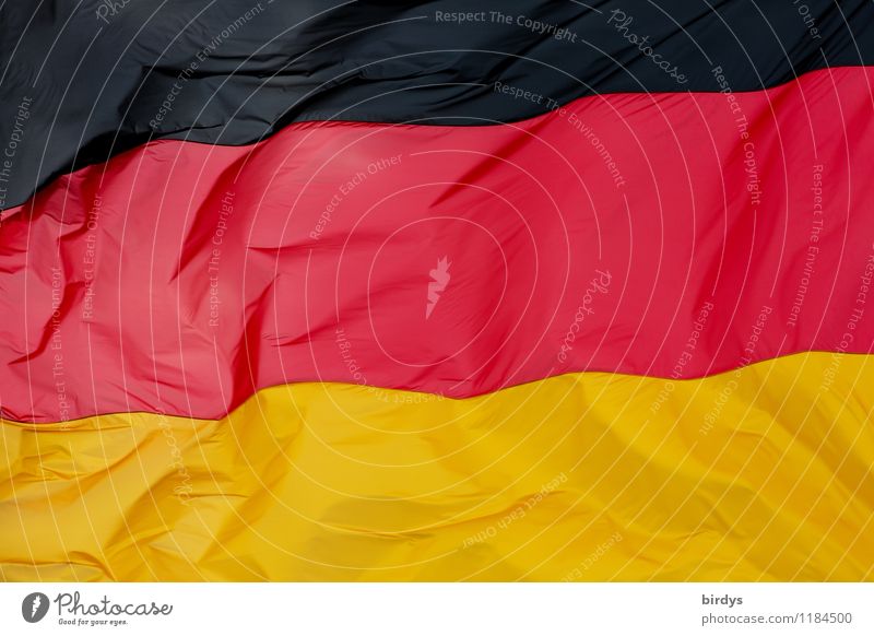 Hambach Festival 1832 German Flag Sign Esthetic Authentic Elegant Large Gold Red Black Agreed Colour Identity Politics and state Ensign full-frame image Blow