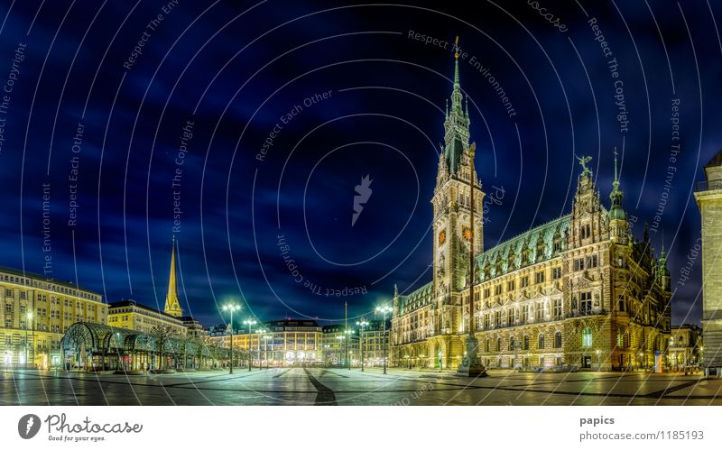 Town hall and town hall square on a deserted summer night Capital city Port City Downtown Old town Deserted Places Marketplace City hall Manmade structures