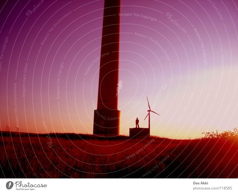 Generators View Sunrise Renewable energy Electricity Horizon Summer Physics Field Red White Small Trust Peace Wind energy plant Wing Energy industry Landscape