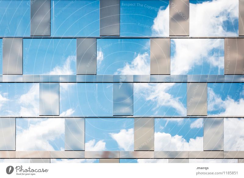 Beautiful weather Nature Sky only Clouds Summer Window Glas facade Glass Bright Modern Moody Success Perspective Air Longing Colour photo Exterior shot Pattern
