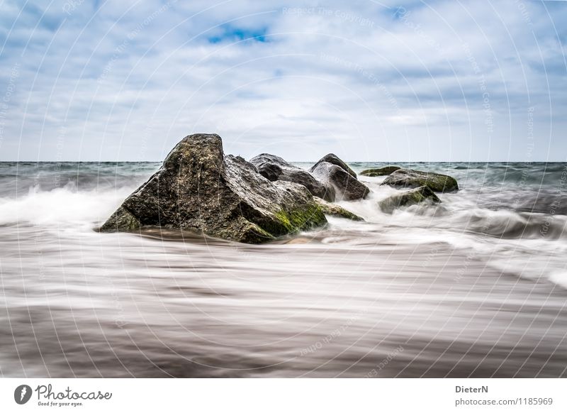 structures Environment Nature Landscape Water Sky Clouds Horizon Weather Beautiful weather Wind Coast Baltic Sea Stone Blue Brown White Algae Rock Waves