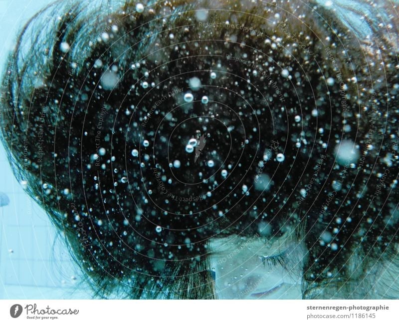 blubber hairs Colour photo Underwater photo Portrait photograph Closed eyes Athletic Wellness Well-being Contentment Relaxation Meditation Calm Swimming pool