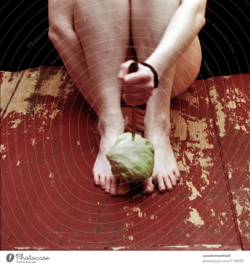 Now I got the salad. Feminine Hand Toes Black Emotions Analog Nutrition Iceberg lettuce Cabbage Green Naked Kill self Legs Feet Floor covering . red