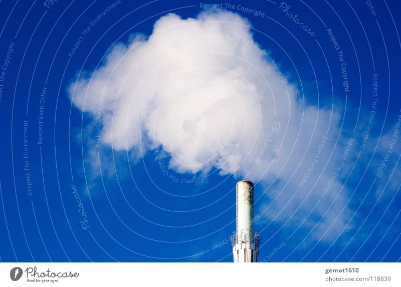 Climate Neutral II Steam Gas Production Exhaust gas Carbon dioxide Clouds White Technology Fine particles Industry Chimney Moody Sky Fog economic boom Tall Blue