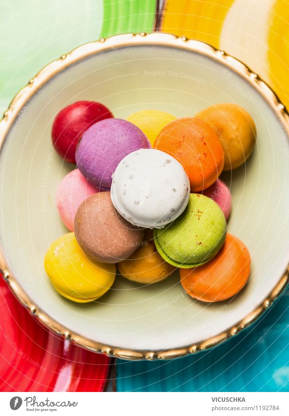 Colourful Macarons Dessert Candy Chocolate Nutrition Style Design Baked goods Cookie France Kitchen Plate Multicoloured Beautiful Delicious patisserie Crisp