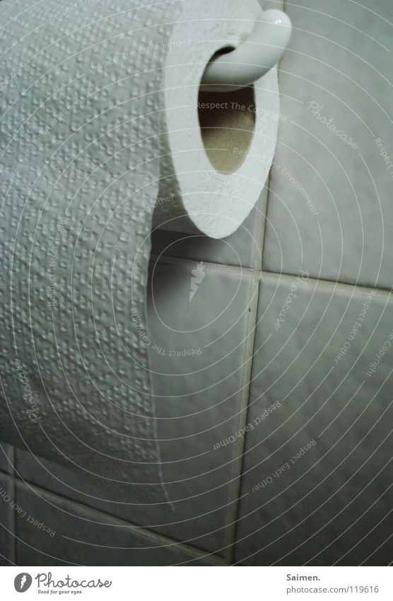 Good prospects Bathroom Toilet paper White Bracket Interior shot toilet roll Tile Shadow Freedom Joy Macro (Extreme close-up)