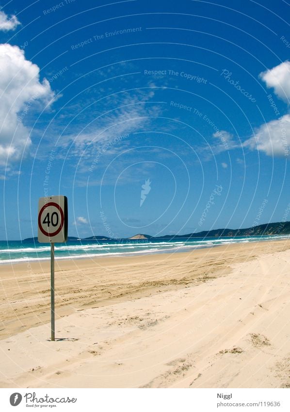 maximum 40 Beach Ocean Australia Queensland Summer Vacation & Travel Loneliness Speed Speed limit Waves Pacific Ocean Transport Clouds Coast Sky Tracks Water