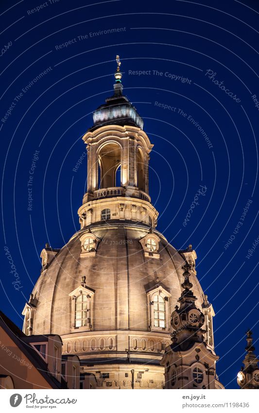 steeped in history Vacation & Travel Tourism Sightseeing City trip Night sky Dresden Saxony Germany Church Tower Building Domed roof Tourist Attraction Landmark