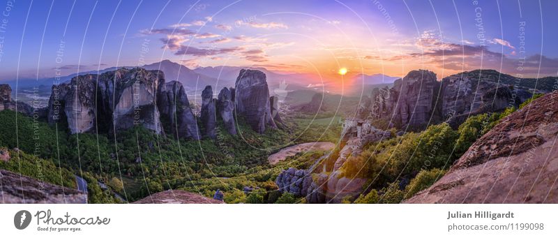 Meteora view of floating monasteries Lifestyle Leisure and hobbies Vacation & Travel Far-off places Freedom Summer Mountain Environment Landscape Plant Sky