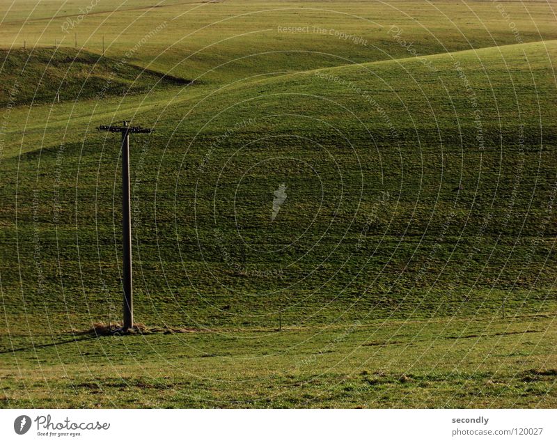 fras-surface Meadow Grass Electricity pylon Green Harmonious Calm Hill Agriculture Aviation Line Alpine foothills