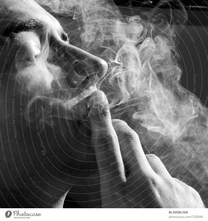 jonny Smoking Joint Man Black Gray White Hand Fingers Fingernail Smoky Silhouette Portrait photograph Eyebrow Chin Facial hair Relaxation Leisure and hobbies