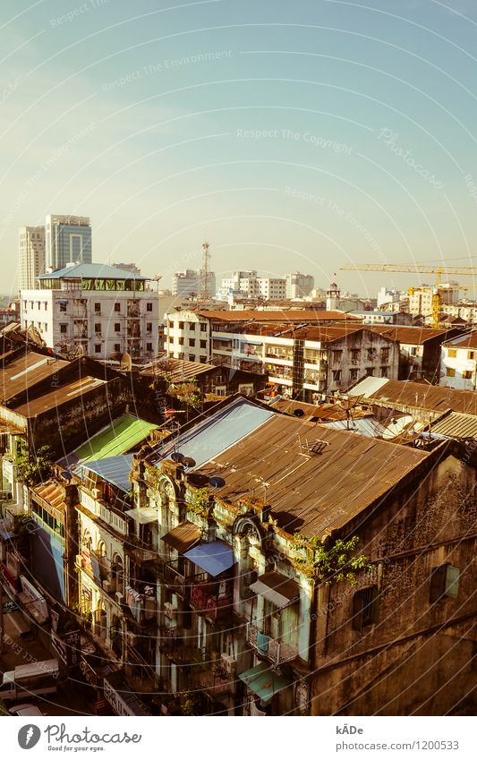 Yangon Architecture Beautiful weather Rangoon Myanmar Asia Town Downtown Skyline House (Residential Structure) High-rise Manmade structures Building