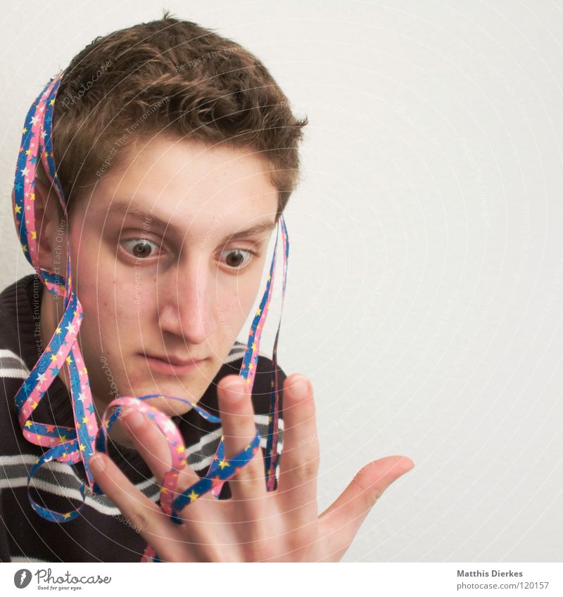 surprised February March November Paper streamers Adorned Portrait photograph Happiness Squint Preparation Paper chain Embellish Childrens birthsday Animator