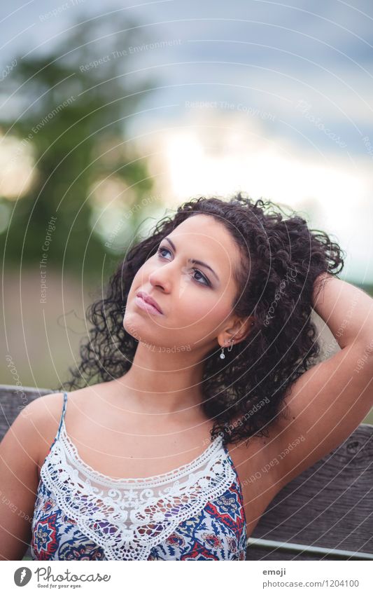 Curly Feminine Young woman Youth (Young adults) 1 Human being 18 - 30 years Adults Beautiful Colour photo Exterior shot Day Shallow depth of field