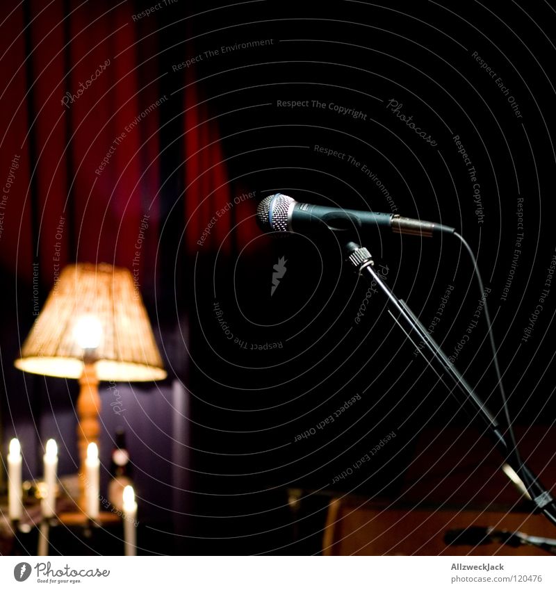 unplugged Music Music unplugged Stage Break Concert Microphone Lamp Candle Dark Empty Lighting half Wait before the gick unmanned