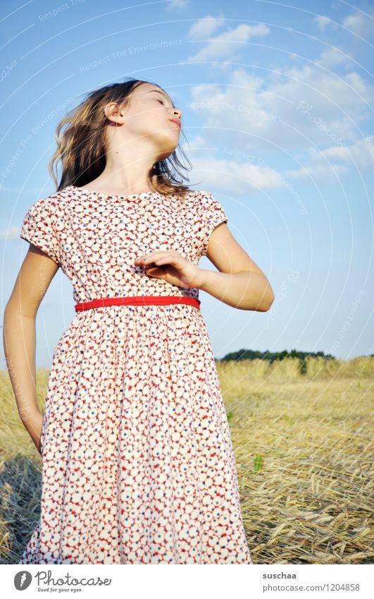 once upon a time in summer ... Child Girl Face Arm Hand Hair and hairstyles Dress Exterior shot Field Sky Nature Landscape Summer Gesture Actor Dramatic art