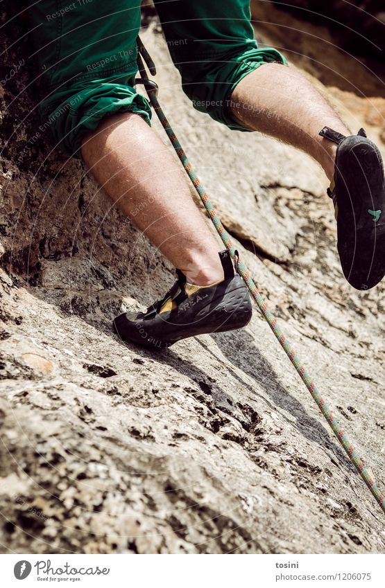 Master of Rock I Masculine Young man Youth (Young adults) Man Adults Legs Feet 1 Human being Athletic Stone Wall of rock Rope Climbing Sportsperson