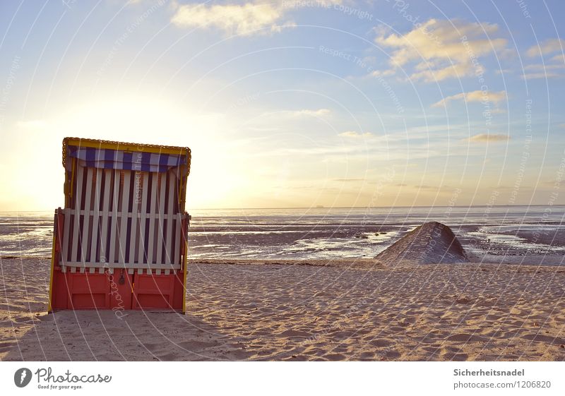 Beach chair in Cuxhaven Vacation & Travel Tourism Summer Summer vacation Sun Ocean Nature Sand Water Sky Clouds Horizon Sunrise Sunset Sunlight Weather