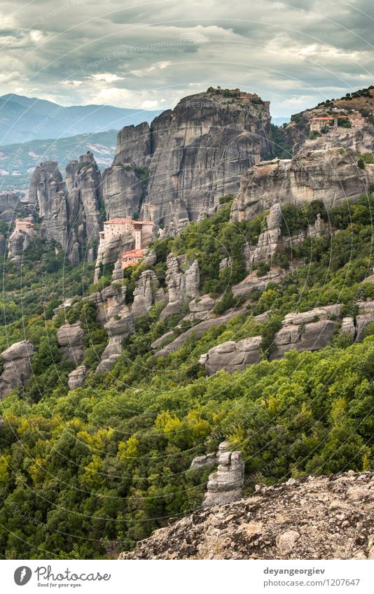 Meteora in Greece Beautiful Vacation & Travel Tourism Summer Mountain Nature Landscape Forest Rock Church Architecture Old Monastery Cliff Vantage point Holy