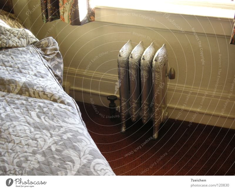 Radiators in Motel in San Francisco Heater Cast iron Hotel room Bed Living or residing Metal