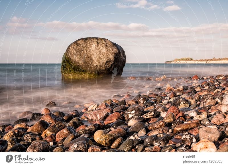 boulder on the coast of the Baltic Sea Relaxation Vacation & Travel Beach Ocean Nature Landscape Water Clouds Rock Coast Stone Romance Idyll Nienhagen